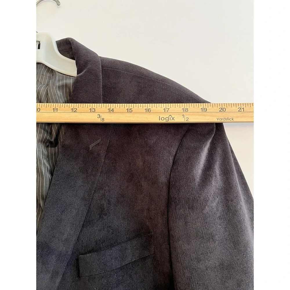 Calvin Klein Black Corduroy Blazer Jacket Peak Lapel Size 46L